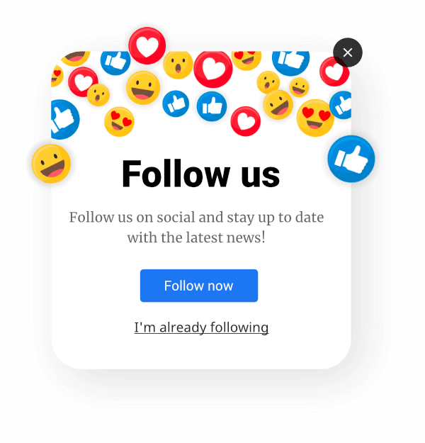 Grow your social followers with popups