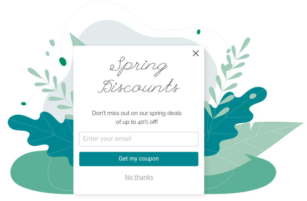 Spring discount email popup