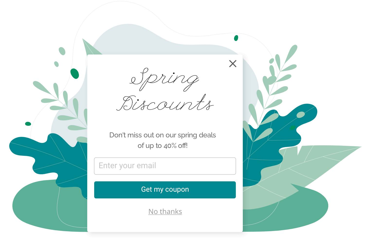 Spring discount email popup