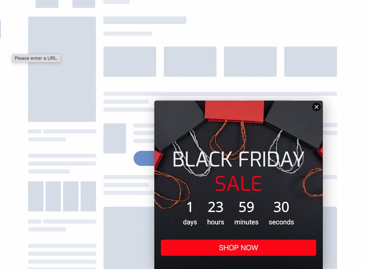 Black Friday slide in countdown promotion screenshot